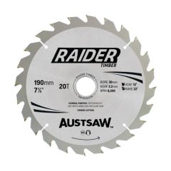 Austsaw Raider Formwork Timber Blade 190mm x 30_20 Bore x 20T _ T