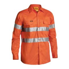 Bisley BT6482 Taped Hi Vis Drill Long Sleeve Shirt_ Orange