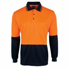 JB's Hi Vis Jacquard Long Sleeve Polo_ Orange_Navy