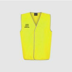 Norss Day Use Safety Vest _ Yellow w_Covid Marshall Prints Front _ Rear _ 3XL