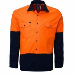 Ritemate Hi Vis 3 Way Ventilate Cotton Drill Shirt_ Orange_Navy_ 