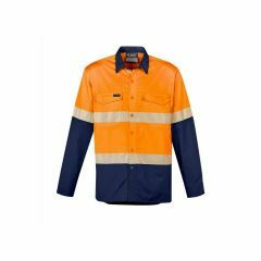 Syzmik ZW229 Mens Orange_Navy Cool Segmented Tape Long Sleeve Shirt Front