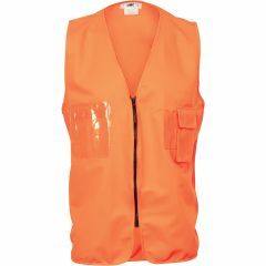 DNC 3806 Polyester Safety Vest, Clear ID Pocket, Zip Front, Orange