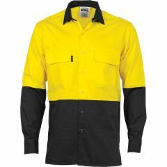 DNC 3938 155gsm 3 Way Vented Cotton Shirt, Long Sleeve, Yellow/Black