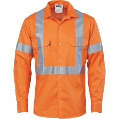 DNC 3546 155gsm X Style Reflective Cotton Drill Shirt, Long Sleeve, Orange
