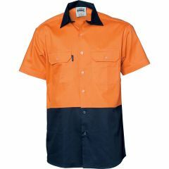 DNC 3831 190gsm Cotton Drill Shirt, Short Sleeve, Orange/Navy