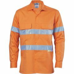 DNC 3947 155gsm 3 Way Vented Hoop Reflective Cotton Drill Shirt, Long Sleeve, Orange