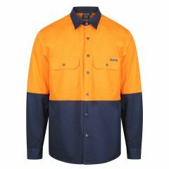 Norss 3 Way Ventilate HiVis Two Tone (145gsm) Cotton Drill Shirt, Orange/Navy, Long Sleeve