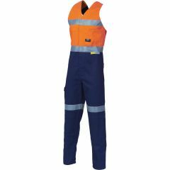 DNC 3857 311gsm Hoop Reflective Action Back Cotton Drill Coveralls, Orange/Navy