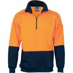 DNC 3928 Reflective Piping 1/2 Zip Polyester Sweat Shirt, Orange/Navy