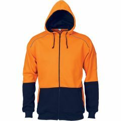 DNC 3728 300gsm Poly/Cotton Contrast Piping Fleecy Hoodie, Orange/Navy