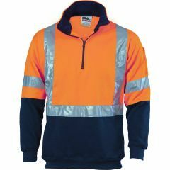 DNC 3930 X Back NSW Rail Style Reflective 1/2 Zip Polyester Sweater, Orange/Navy
