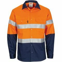 DNC 3409 Patron Saint F/R Hoop Refl. Cotton Drill Shirt, Long Sleeve, Orange/Navy