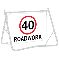 900x600mm - Metal - Class 1 Reflective - (SPEED) Roadwork (to suit Swing Stand)