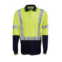 BW HiVis 2 Tone Cotton Back Reflective Polo Shirt_ Yellow_Navy_ L