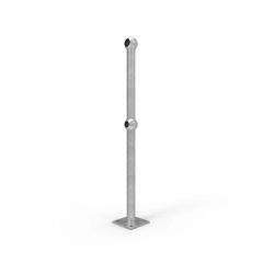 Ball Fence Gate Post For W_Beam Surface Mounted _ Galvanised