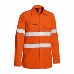 Bisley 160gsm Hoop Reflective Tecasafe _480 FR Lightweight Vented Shirt_ L_S_ Orange