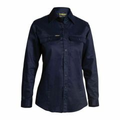 Bisley 190gsm Womens Cotton Drill Shirt_ Long Sleeve_ Navy