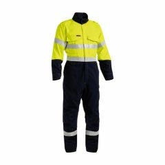 Bisley 238gsm Hoop Reflective Tecasafe 700 FR Engineered Vented Coveralls Yel Navy