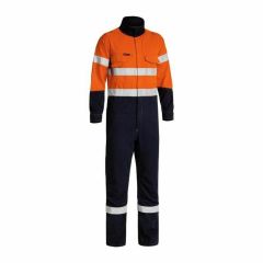 Bisley 238gsm Hoop Reflective Tecasafe _700 FR Engineered Vented Coveralls_ Org_Navy