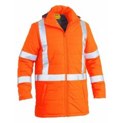 Bisley BJ6379XT NSW Rail X Taped HiVis Puffer Jacket_ Orange