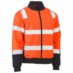 Bisley BJ6730T Hi Vis Hoop _ Shoulder Taped Bomber Jacket_ Orange