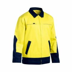 Bisley BJ6917 Liquid Repellent Cotton Drill Jacket_ Yel_Navy