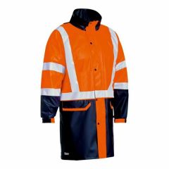 Bisley BJ6935HT 190gsm H Reflective Stretch PU Rain Coat_ Org_Nav