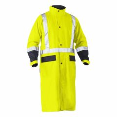 Bisley BJ6961T Taped Hi Vis Long Rain Coat_ Yellow_Navy