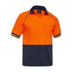 Bisley BK1440 Two Tone Hi Vis V_Neck Polo Shirt_ Short Sleeve_ Or