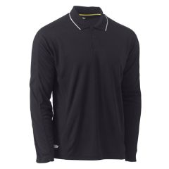 Bisley BK6425 Cool Mesh Long Sleeve Polo_ Reflective Piping_ Blac