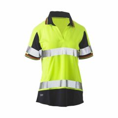 Bisley BKL1225T Womens Short Sleeve Taped Two Tone Hi Vis V_Neck 