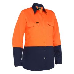 Bisley BL6895 Women's Cool Lightweight Hi Vis Drill Shirt_ Orange