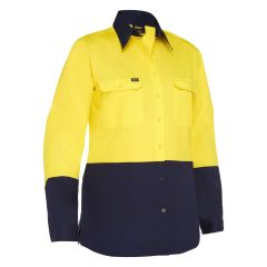 Bisley BL6895 Women's Cool Lightweight Hi Vis Drill Shirt_ Yellow