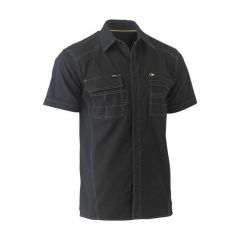 Bisley BS1144 145gsm Flex _ Move Utility Work Shirt_ Short Sleeve_ Black