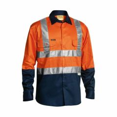 Bisley BS6267T 190gsm Taped Hi Vis Drill Shirt_ Long Sleeve_ Oran