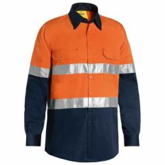 Bisley BS6696T Hoop Reflective Cotton Drill Shirt_ Long Sleeve_ O