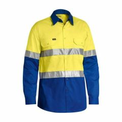 Bisley BS6696T Hoop Reflective Cotton Drill Shirt_ Long Sleeve_ Yel_Royal