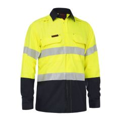 Bisley BS8438T Apex 185 Taped Hi Vis FR Ripstop Vented L_S Shirt_