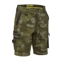 Bisley BSHC1337 Flx _ Move Stretch Canvas Cargo Short_ Green Camo