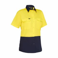 Bisley Women's Cool Lightweight Hi Vis Drill S_S Shirt_ Yellow_Na