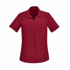 Biz Care Womens Florence Short Sleeve Shirt_ Cherry