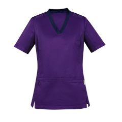 Biz Care Womens Riley Stretch Scrub Top_ Purple