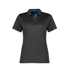 Biz Collection Ladies Balance Short Sleeve Polo_ Grey_Cyan