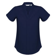 Biz Collection Ladies Madison Short Sleeve Blouse Midnight Blue