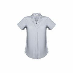 Biz Collection Ladies Madison Short Sleeve Blouse Silver Mist