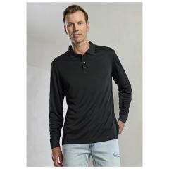 Biz Collection Mens Action Long Sleeve Polo_ Black