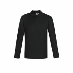 Biz Collection Mens Crew Long Sleeve Polo Black