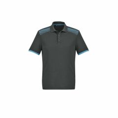 Biz Collection Mens Galaxy Polo Grey Cyan