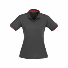 Biz Collection P226LS Ladies Jet Polo 170gsm_ Steel Grey_Red